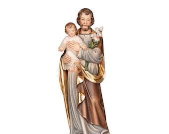 Estatua de madera de San José con el Niño Estatua de madera de San José con el Niño, Estatuas religiosas de santos de tamaño natural Esculturas, Iglesia