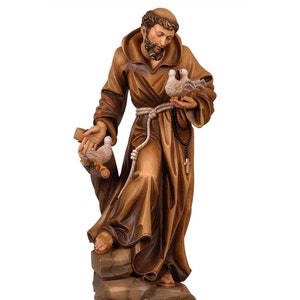 St. Francis Holzstatue Lebensgröße Heilige Religiöse Statuen Skulpturen, Kirchenbedarf, Religiöse katholische christliche Geschenke