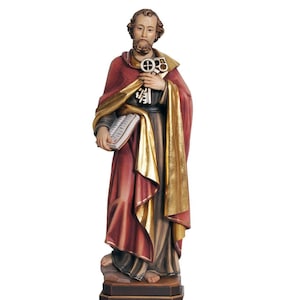 Houten standbeeld van heilige Petrus, levensgrote religieuze standbeelden van heilige beelden, kerkbenodigdheden, religieuze katholieke christelijke geschenken