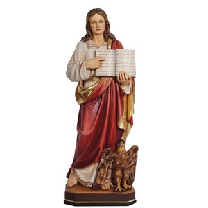 St. John Evangelist with eagle Wooden Statue, Life size Saint Religious Statues Sculptures,Church supplies,Religious Catholic christian