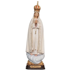 Our Lady of Fatima with crown wooden statue, Life size religious statues, Religious Catholic Christian gifts,church supplies, Christian