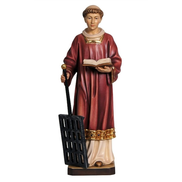 St. Laurence houten standbeeld, levensgrote heilige religieuze beelden sculpturen, kerkbenodigdheden, religieuze katholieke christelijke geschenken,