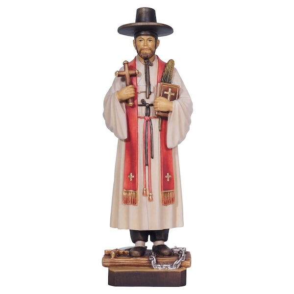 St. Kim of Korea Wooden Statue, Life size Saint Religious Statues Sculptures,Church supplies,Religious Catholic christian gifts,