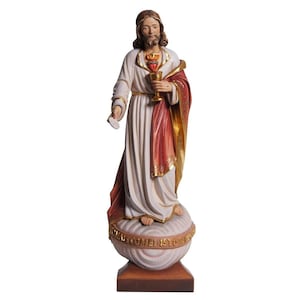 Heiliges Herz von Jesus mit Wirts-Holzstatue, lebensgroße Heilige religiöse Statuen Skulpturen, Kirchenbedarf, religiöser katholischer Christian