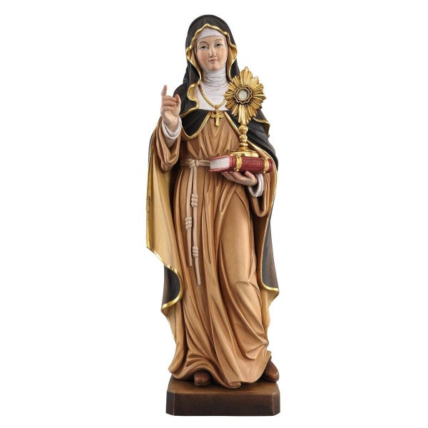 Sainte Claire avec ostensoir statue en bois, statues religieuses grandeur nature, cadeaux religieux catholiques chrétiens, fournitures d'église, cadeaux chrétiens