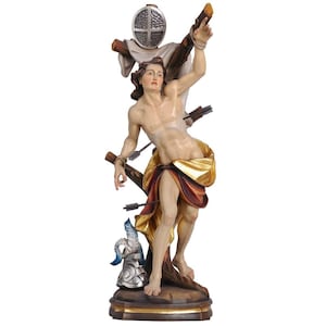 Estatua de madera de San Sebastián, esculturas religiosas de tamaño natural, artículos para la iglesia, regalos religiosos católicos cristianos.