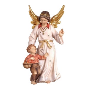 Guardian angel with boy, Wooden statues, Wooden decoration, Wooden angels,Church supplies, Religious Catholic decoration, Original gifts,