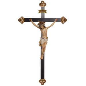 Crucifijo barroco de madera Corpus Siena con halo Cruz de pared Regalos religiosos cristianos católicos Suministros de la iglesia Decoración católica Cruz con