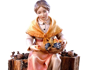Handbemalte Ahornholz Großmutter Statue, Italienische Schnitzerei