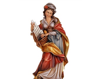 St. Cecilia Holzstatue, lebensgroße religiöse Statuen, religiöse katholische christliche Geschenke, Kirchenbedarf, christliche Geschenke