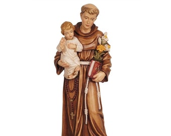 St. Antonius mit Kind Holzstatue, lebensgroße Heilige religiöse Statuen Skulpturen, Kirchenbedarf, religiöse katholische christliche Geschenke,