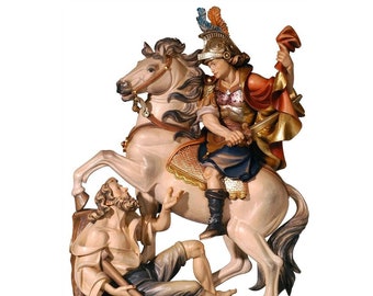 Hand Carved Wooden St. Martin Statue, Religious Gift
