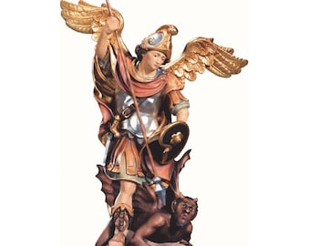Statue of St. Michael the Archangel Carved From Valgardena Wood and ...