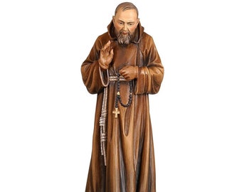 Padre Pio Holzstatue, lebensgroße Heilige religiöse Statuen, Skulpturen, Kirchenbedarf, religiöse katholische christliche Geschenke