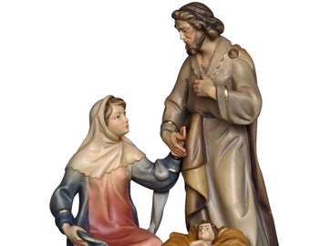 Hand-Painted Maple Wood Holy Family Nativity Figurines - Tyrolean Style