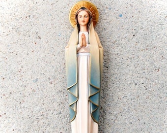 Estatua de madera de Nuestra Señora de Fátima, estatua de la Virgen María, estatuas religiosas de tamaño natural, regalos cristianos católicos religiosos