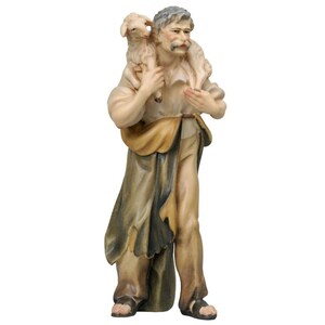 Shepherd with sheep on his shoulder Tyrolean Nativity Figurines, Religious,Christian gifts, Church supplies, Christmas Nativity gifts,