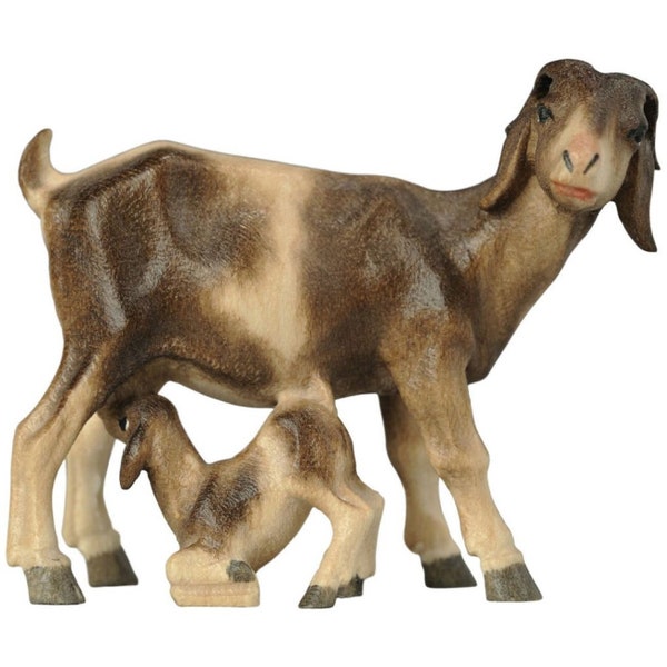 Goat mother with fawn - Folk Nativity Figurines, Religious gifts, Church supplies, Christian gifts, Catholic Gifts, Christmas decoration