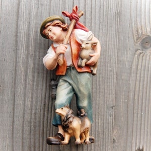 Pastor con animales, Pastor barroco con animales para Belén, Figuras de Belén de tamaño real, Regalo cristiano católico religioso,
