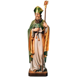 Saint Patrick wooden statue, Life size Saint Sacred Religious Statues Sculptures, Church supplies