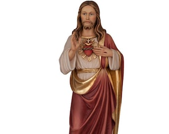 Estatua de madera del Sagrado Corazón de Jesús - Decoración religiosa, Regalos religiosos, Artículos para iglesias, Decoración de iglesias, Estatua de madera, Regalos de madera