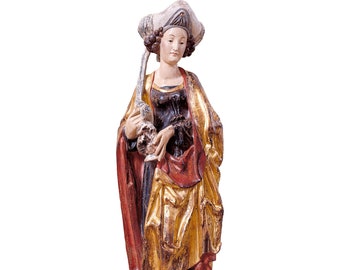 Saint Mary Magdalene Wooden Statue, Hand-Painted Religious Sculpture, 15.75 Inch