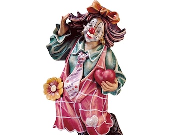 Magician Clown Statue Carved From Valgardena Wood and Hand