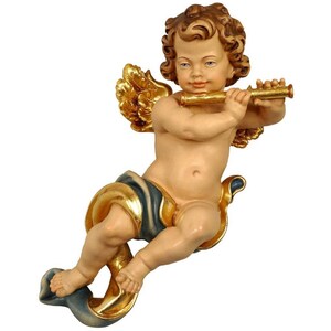 Angel Haydn with transverse flute Wooden decoration,Wooden statue,Wooden gifts,Christmas gifts,Religious Catholic gifts, Religious decor