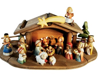 Wooden folding nativity scene with 17 figures and stable Wooden folding nativity scene with 17 figures Nativity Scene Set with Stable -