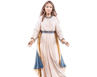 Hand Carved Maple Wood Lady of Grace Statue, Religious Gift