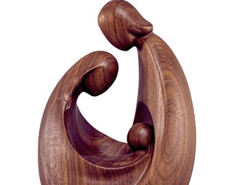Holy Family Art-Deco-Walnut wood Wooden decoration, Christmas Nativity, Nativity Figurines, Religious Catholic Supplies, Religious Catholic
