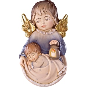 Hanging Guardian Angel with a little boy Wooden statues, Wooden decoration, Wooden angels,Church supplies, Religious Catholic decoration,