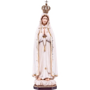 Notre-Dame de Fatima avec statue en bois de la couronne Jubilé de l'année 2025, Cadeaux religieux catholiques, Cadeaux religieux catholiques, Religieux grandeur nature