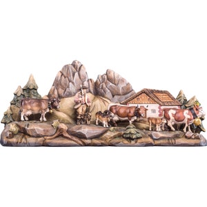 Cattle on the pastures landscape Wooden decoration, wooden gifts, original gifts, unique gifts, wooden statue, home decoration, statue