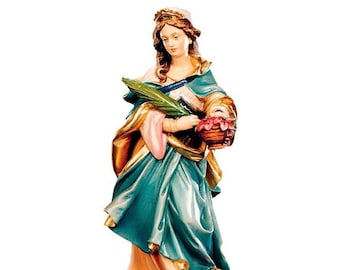 Saint Dorothy Wooden Statue, Life size Saint Sacred Religious Statues Sculptures, Church supplies