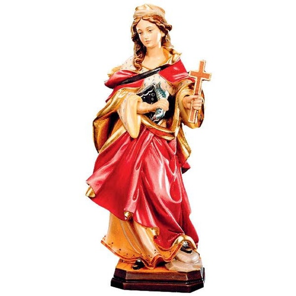 Saint Margaret Wooden Statue, Life size Saint Sacred Religious Statues Sculptures, Church supplies