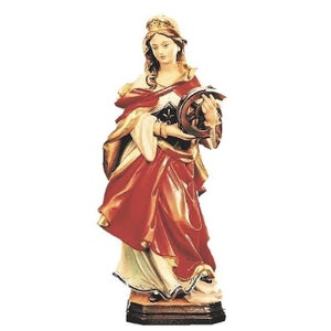 Estatua de madera de Santa Catalina, tamaño natural, estatuas religiosas sagradas, esculturas, suministros para iglesias