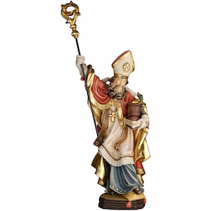 Saint Pirmin with snakes Wooden statue, Religious Statues, Catolic Statues, Church supplies, Catholic supplies, Original gifts, Saint