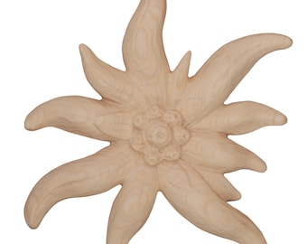 Wooden Edelweiss decoration - Home decor gifts, Original gift, Handmade decoration, Wooden decoration, Wood carving
