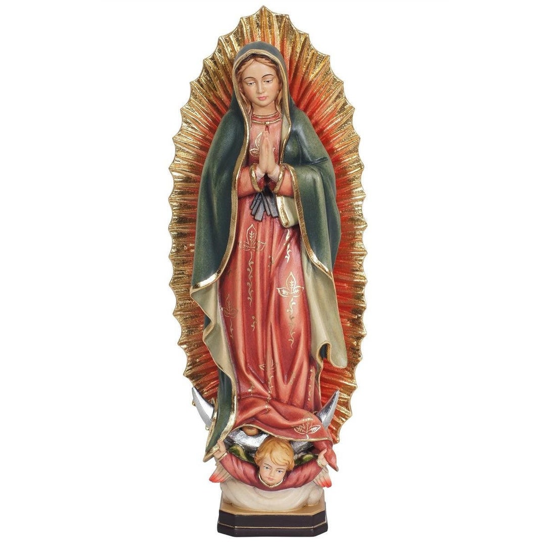 Our Lady of Guadalupe Wood Statue, Hand Painted Religious Icon - Etsy