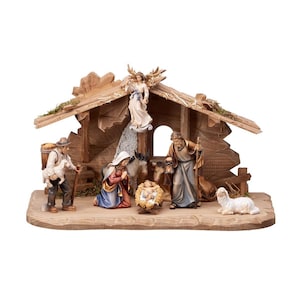 MA Nativity set with Tyrolean stable and 9 figures MA Wooden Nativity set with Tyrolean stable and 9 figures Wooden Stable, Nativity