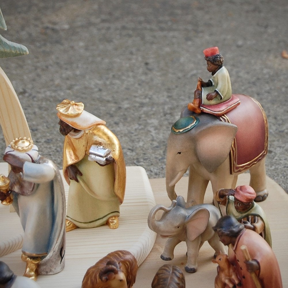 African Wooden Christmas Nativity Set With Stable and Light Etsy UK