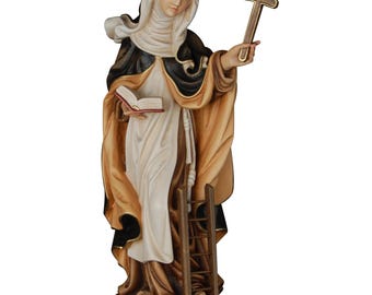 Hand-Painted Maple Wood Saint Angela Merici Statue with Cross