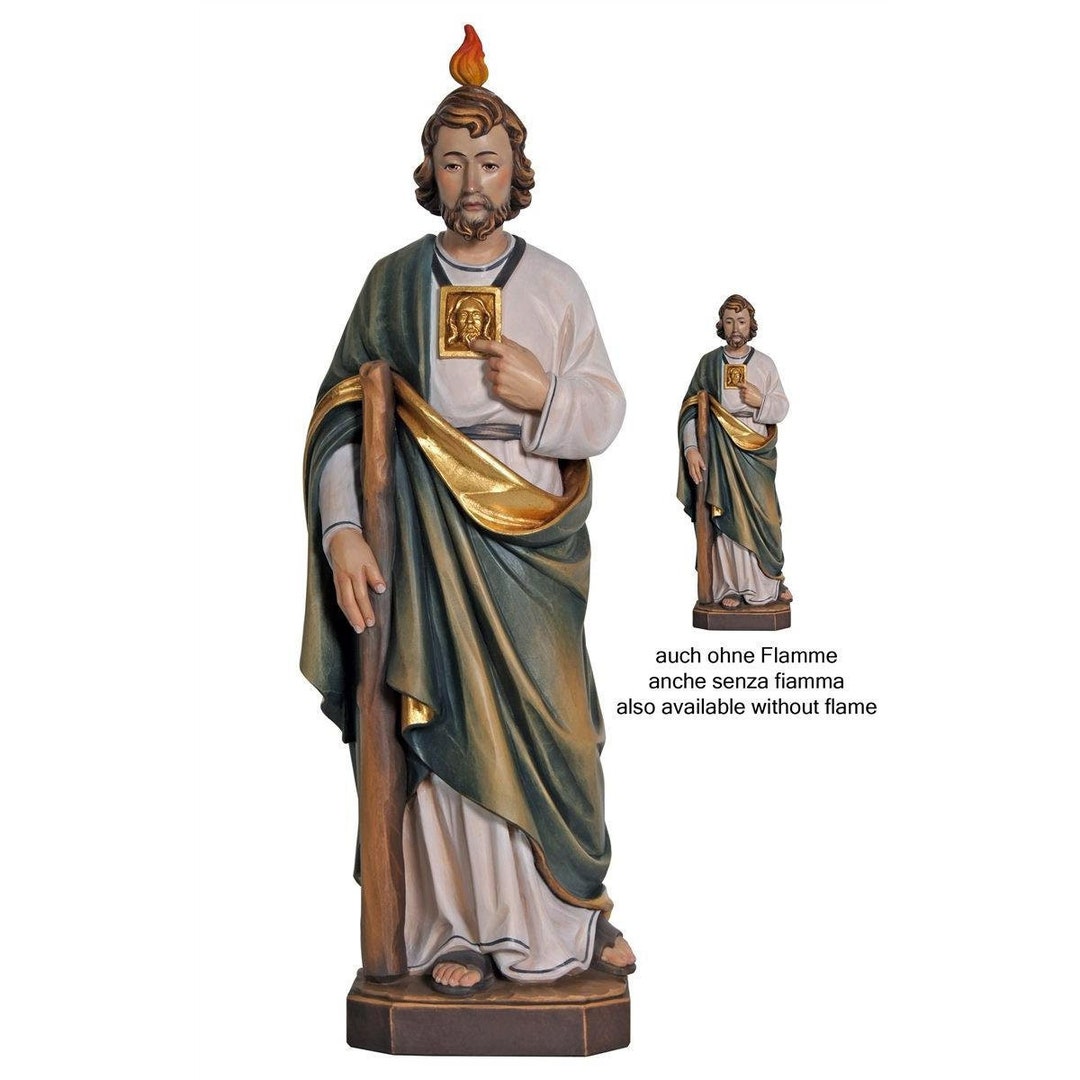 St. Jude Wooden Statue, Life Size Saint Religious Statues Sculptures