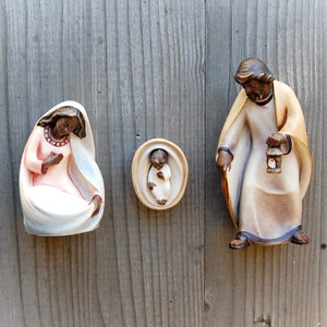Holy Family - African Holy Family for wooden African Nativity Scene Set, Life size Nativity figurines animals, Religious Catholic Christian