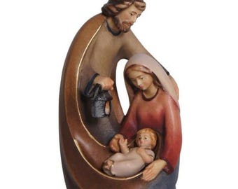 Hand-Painted Wooden Holy Family Nativity Scene, Leonardo Design