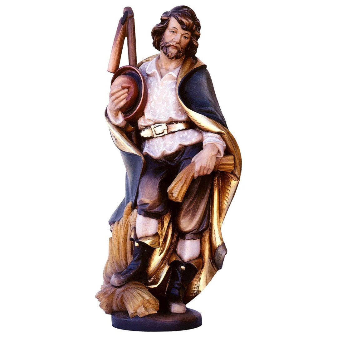 Saint Isidor the Farmer Wooden Statue, Life Size Saint Sacred Religious