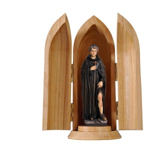 St. Peregrine in niche wooden statue, Life size Saint Sacred Religious Statues Sculptures,Church supplies, Religious Catholic decoration