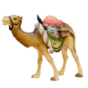 Hand-Painted Maple Wood Camel Figurine, Nativity Scene Animal, Traditional Style, Christmas Manger Decor, Religious Gift
