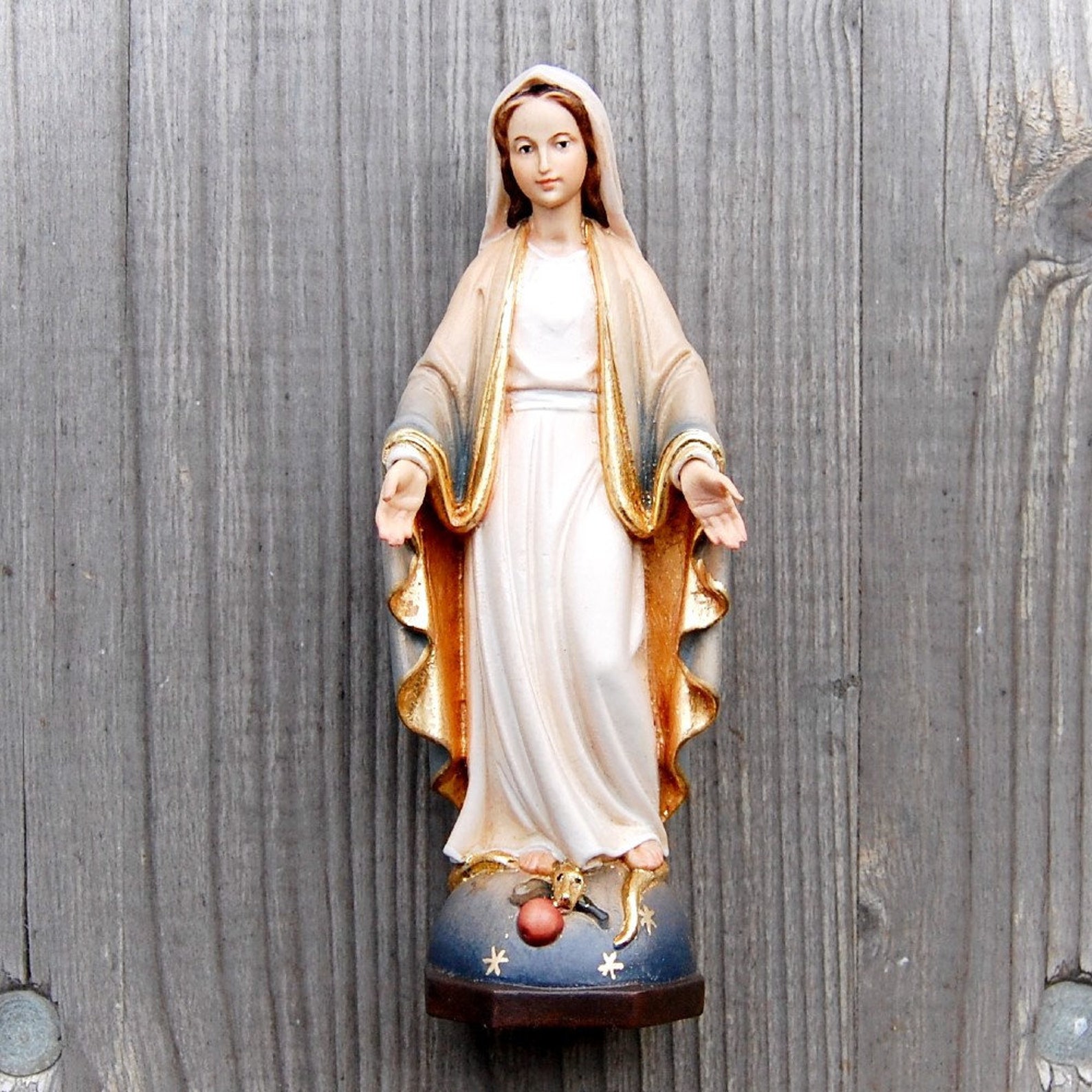 Our Lady of Grace Wooden Statue Virgin Mary Statuelife Size Etsy